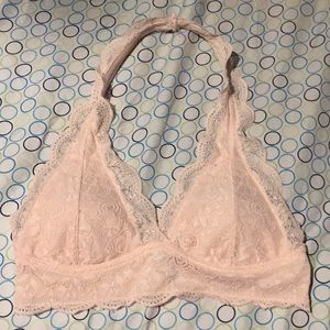 Light pink lace halter bralette